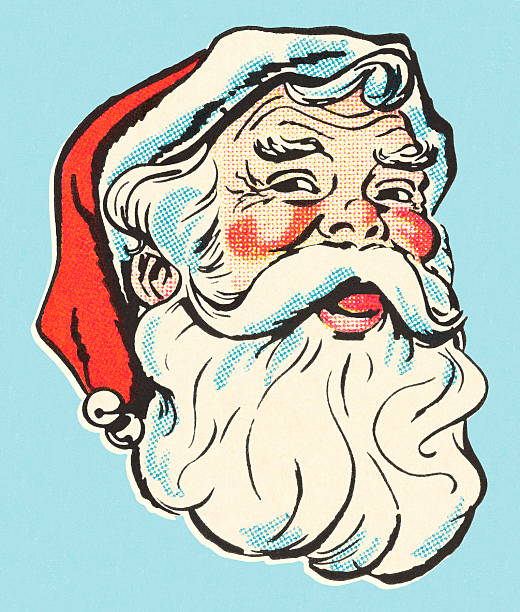 산타 클라우스 - color image colored background close up human face stock illustrations