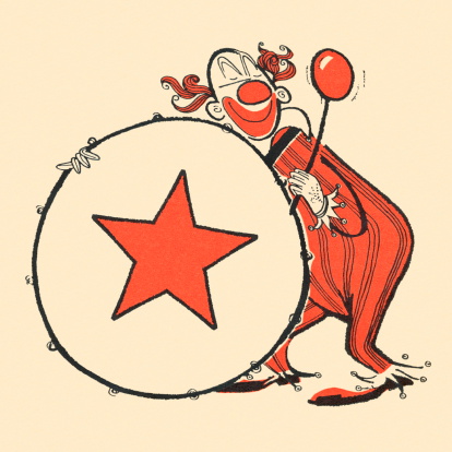 Clown Playing a Bass Drum