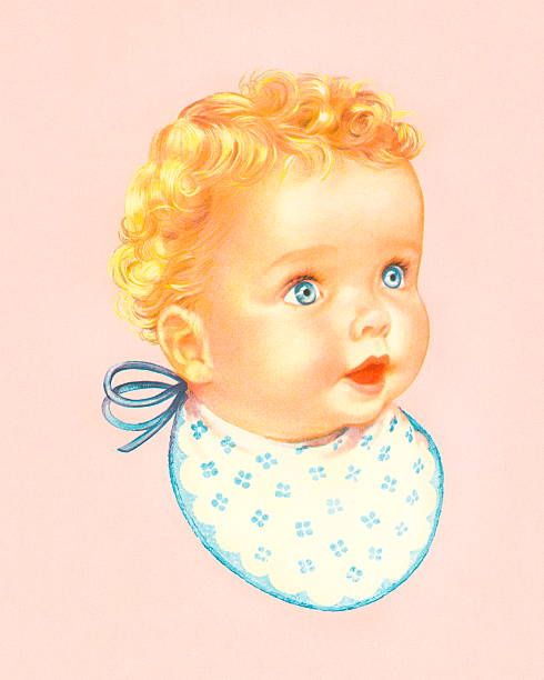 아기, 등번호표 - color image colored background close up human face stock illustrations