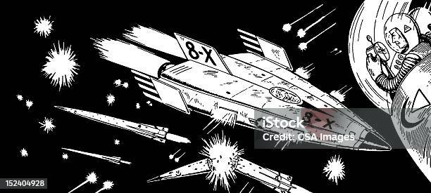 Espaço Guerra - Arte vetorial de stock e mais imagens de Batalha - Guerra - Batalha - Guerra, Exploração Espacial, Preto e Branco