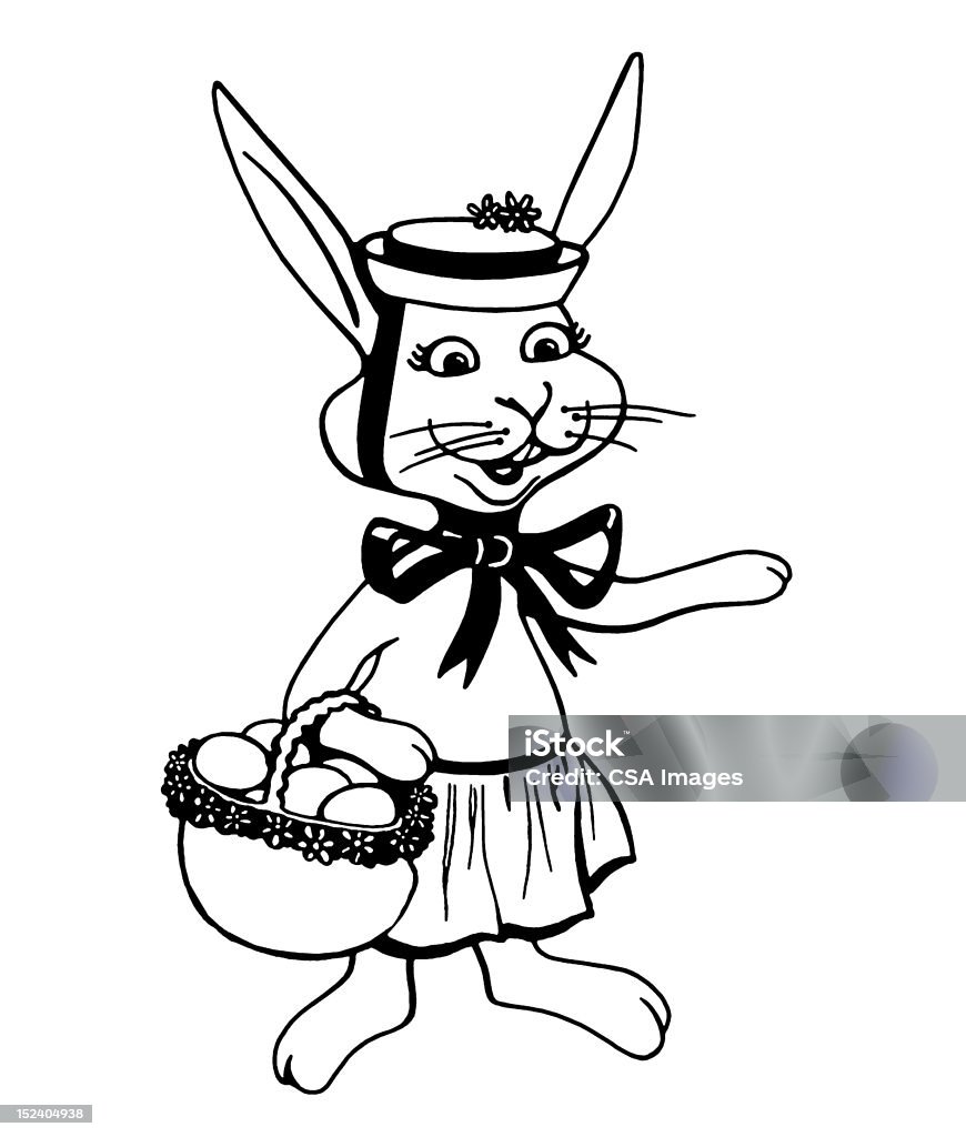 イースターのウサギの着ている帽子 - ちょう結びのロイヤリティフリーストックイラストレーション