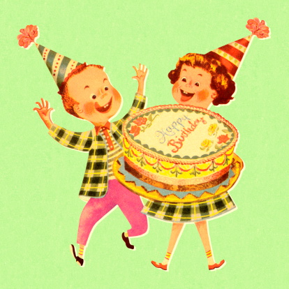 Boy and Girl With Birthday Cake
