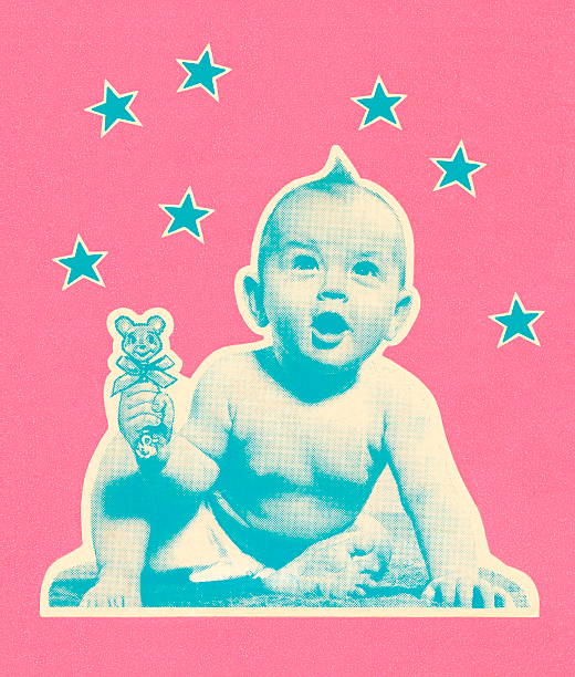Baby With Stars Baby With Stars baby illustration stock illustrations