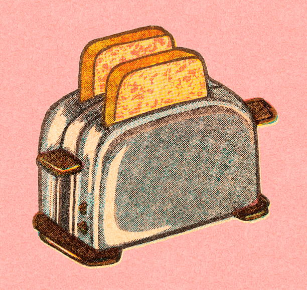 ilustrações de stock, clip art, desenhos animados e ícones de pães no tostador - torradeira