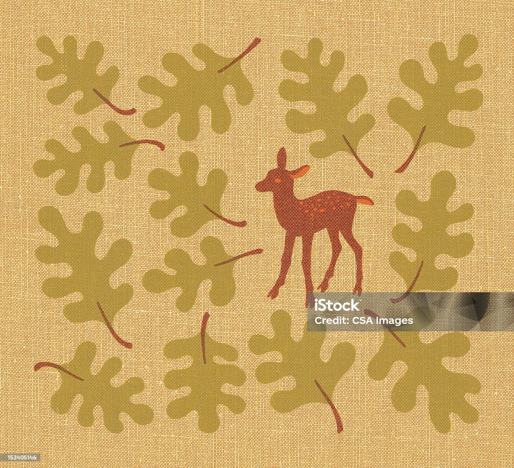 Cerbiatto tra le foglie - Illustrazione stock royalty-free di Animale