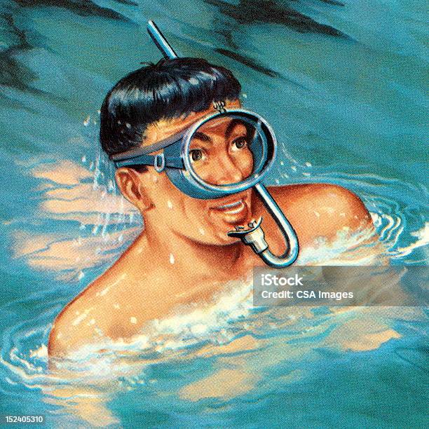 Mężczyzna Nurkowanie Z Rurką - Stockowe grafiki wektorowe i więcej obrazów Scuba diving - Scuba diving, Maska do nurkowania, Ilustracja