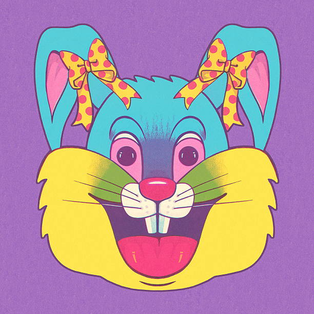 ilustrações de stock, clip art, desenhos animados e ícones de bunny com boca aberta - color image colored background easter animal body part