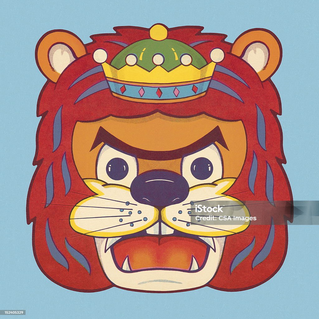 Lion rugissant avec couronne - Illustration de Bouche ouverte libre de droits