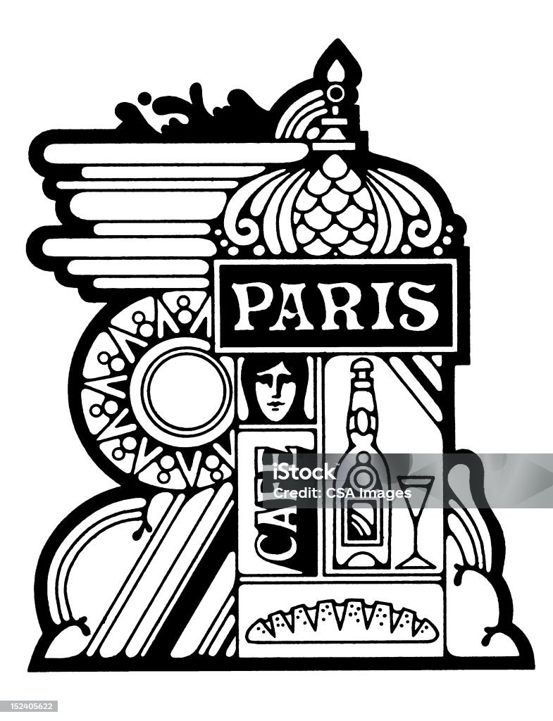 パリのカフェコラージュ - フランスのロイヤリティフリーストックイラストレーション
