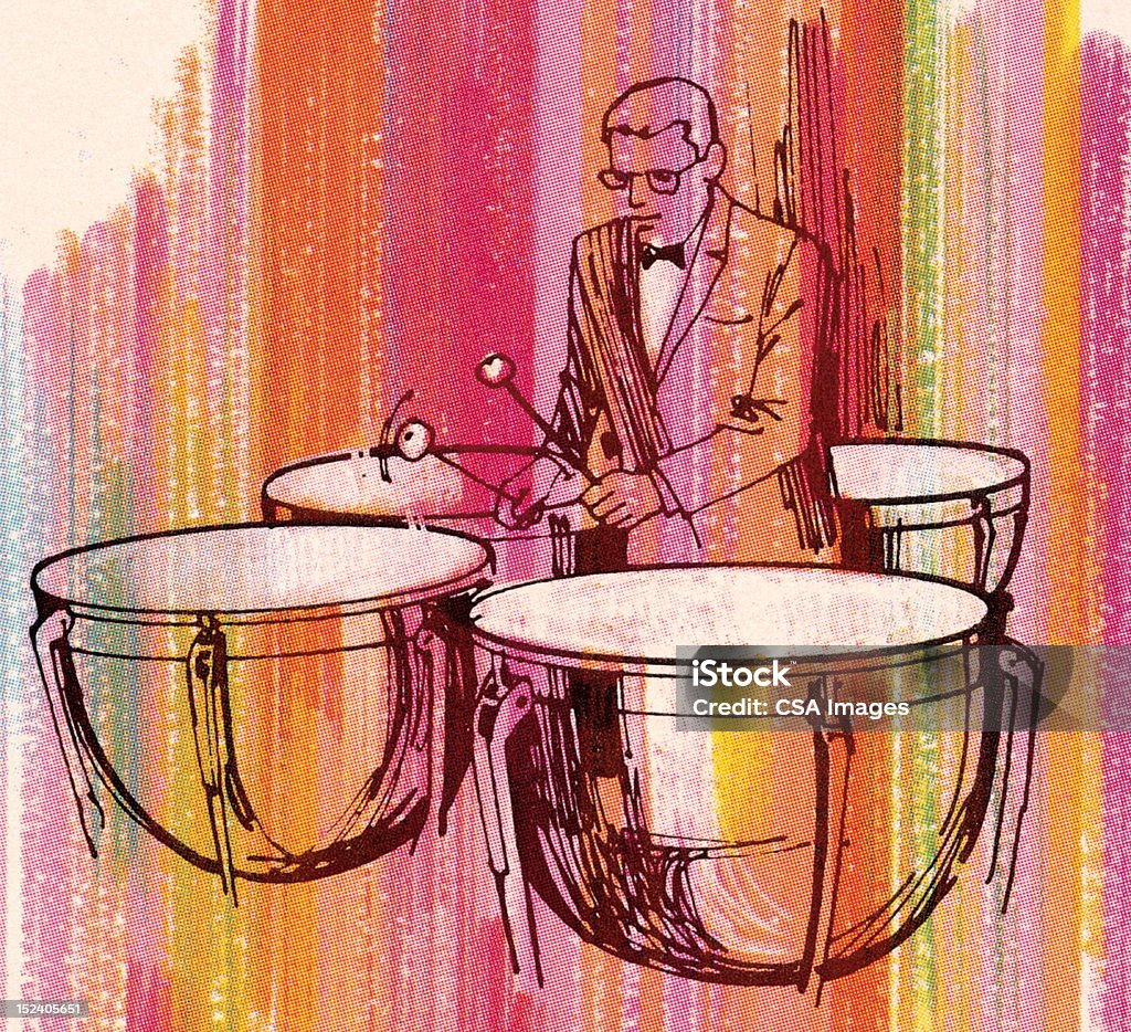 Uomo suona Timpano - Illustrazione stock royalty-free di Orchestra
