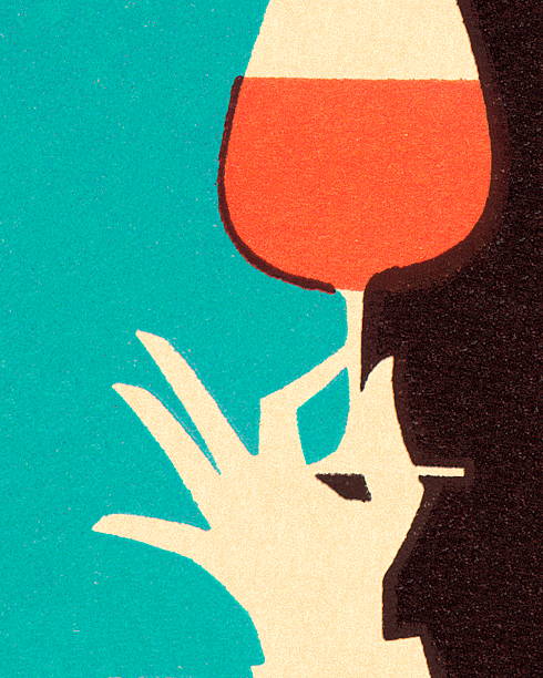 illustrazioni stock, clip art, cartoni animati e icone di tendenza di mano che tiene un bicchiere di vino - bicchiere da vino illustrazioni
