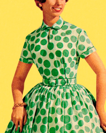 Woman in Green Polka Dot Dress