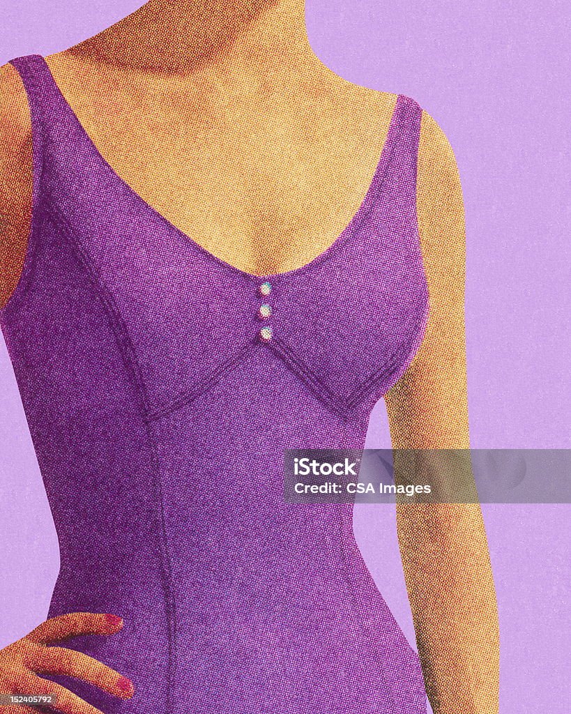 Frau mit lila Badeanzug - Lizenzfrei Badebekleidung Stock-Illustration