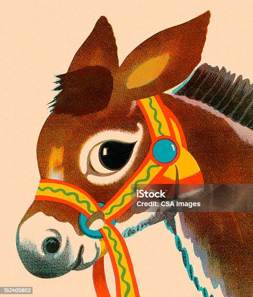 Burro - Arte vetorial de stock e mais imagens de Animal - Animal, Animal Doméstico, Arreio