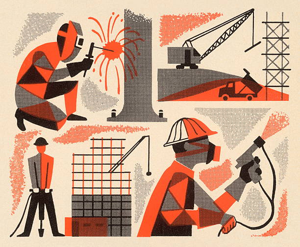 stockillustraties, clipart, cartoons en iconen met men working - illustraties van lassen