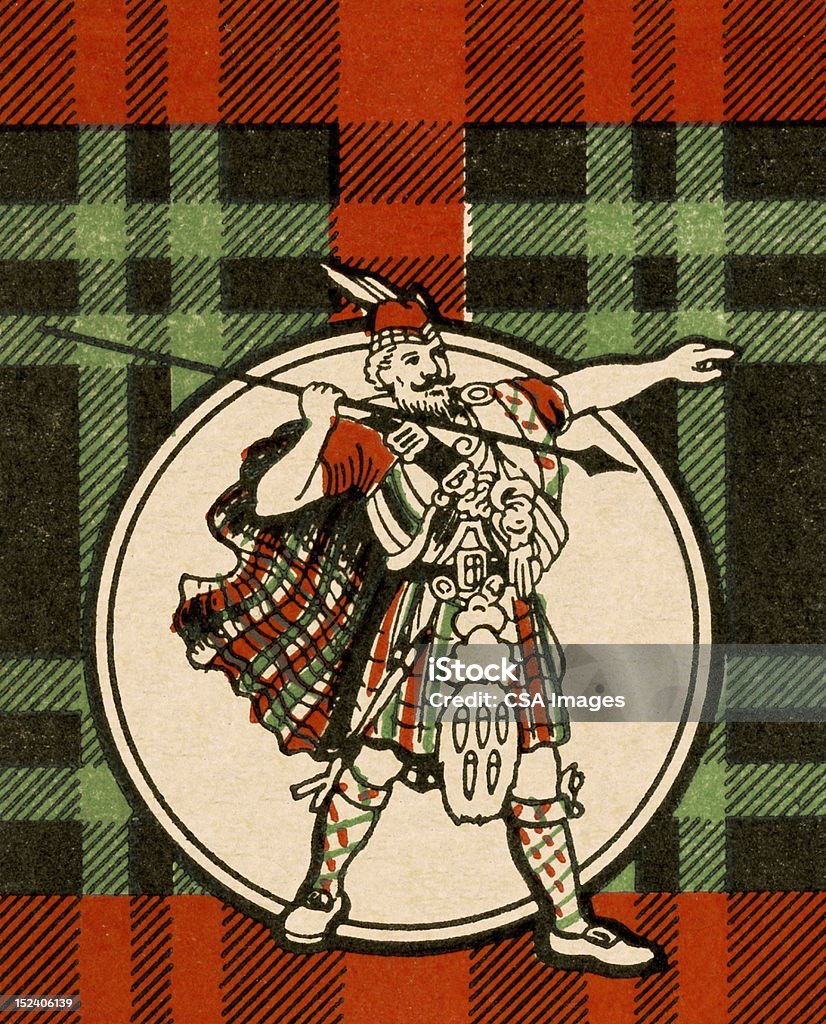 Lance Scotsman tenant et pointant du doigt - Illustration de Écosse libre de droits