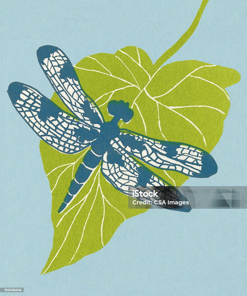 Стрекоза на листьях - Стоковые иллюстрации Без людей роялти-фри