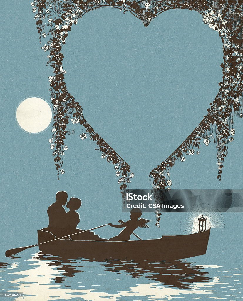 Romántico paseo en bote - Ilustración de stock de Símbolo en forma de corazón libre de derechos
