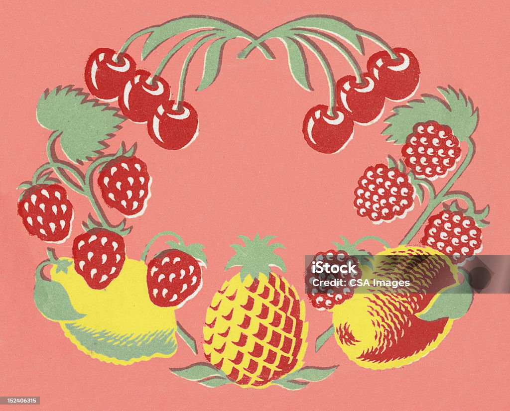 Frontera de frutas - Ilustración de stock de Limón libre de derechos