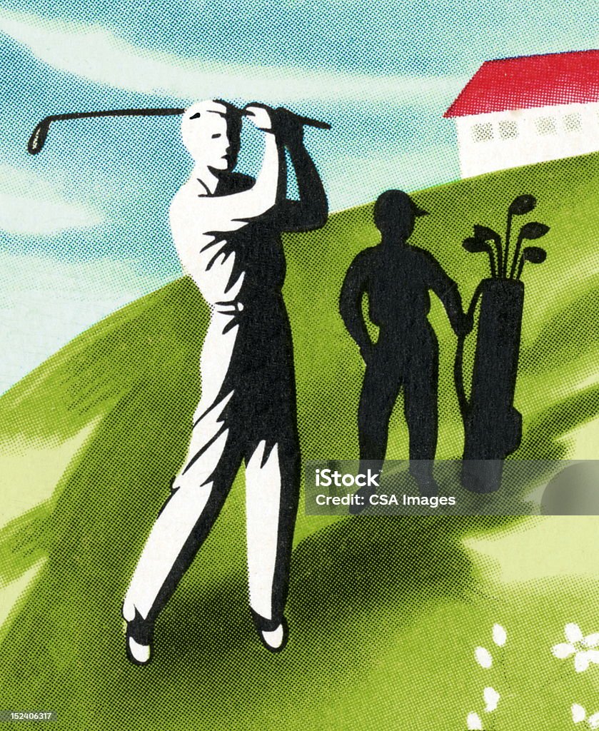 Uomo giocando a Golf - Illustrazione stock royalty-free di Country Club
