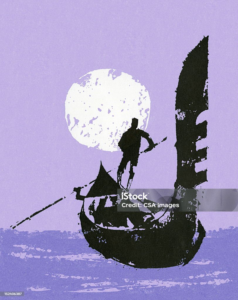 Uomo volante Gondola - Illustrazione stock royalty-free di Venezia
