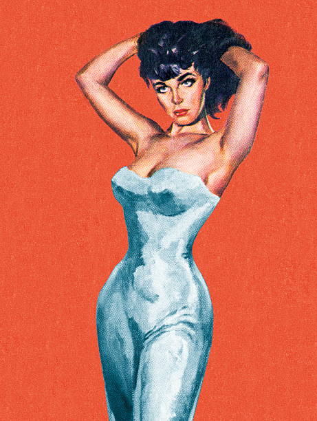 illustrazioni stock, clip art, cartoni animati e icone di tendenza di sensuale donna a pelo scuro - pin up