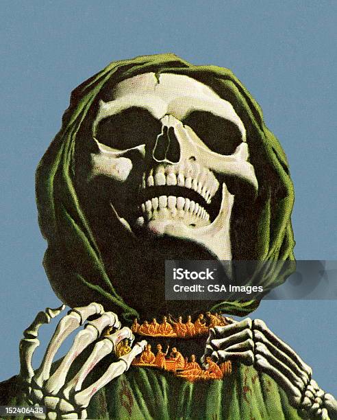 Ilustración de Esqueleto Clutching Cuello y más Vectores Libres de Derechos de Horror - Horror, Embrujado, Cráneo humano