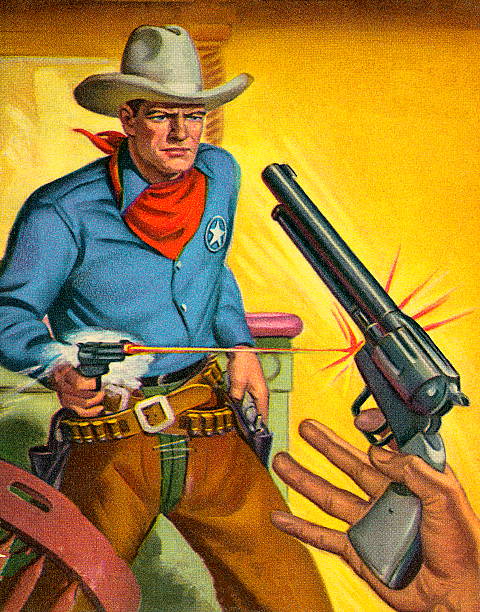 cowboy schnellen zugriff - mid adult men illustrations stock-grafiken, -clipart, -cartoons und -symbole