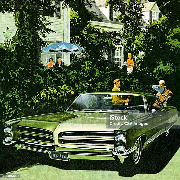 Due Uomini Con Verde Vintage Auto - Immagini vettoriali stock e altre immagini di Adulto - Adulto, Albero, Ambientazione esterna