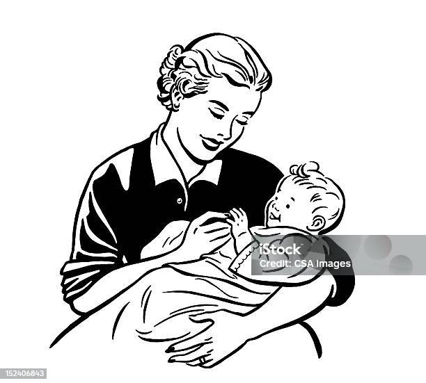 Mulher Segurando Baby - Arte vetorial de stock e mais imagens de Cuidado - Cuidado, Mãe, Adulto