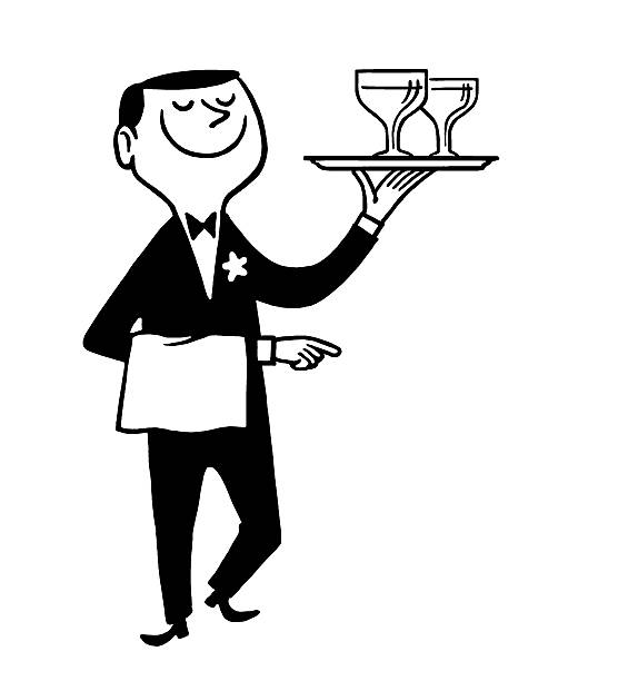 Waiter Carrying Drinks Waiter Carrying Drinks bartender illustrations stock illustrations