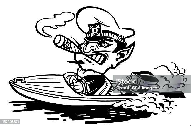 Devil Boot Captian Stock Vektor Art und mehr Bilder von Rauch - Rauch, Rauchen, Schnellboot