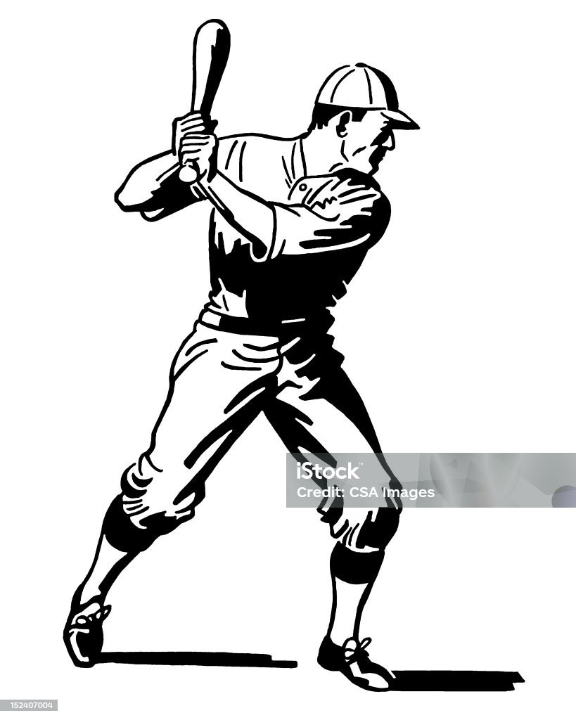 Jogador de beisebol com o Bastão - Royalty-free Dar Tacada Ilustração de stock