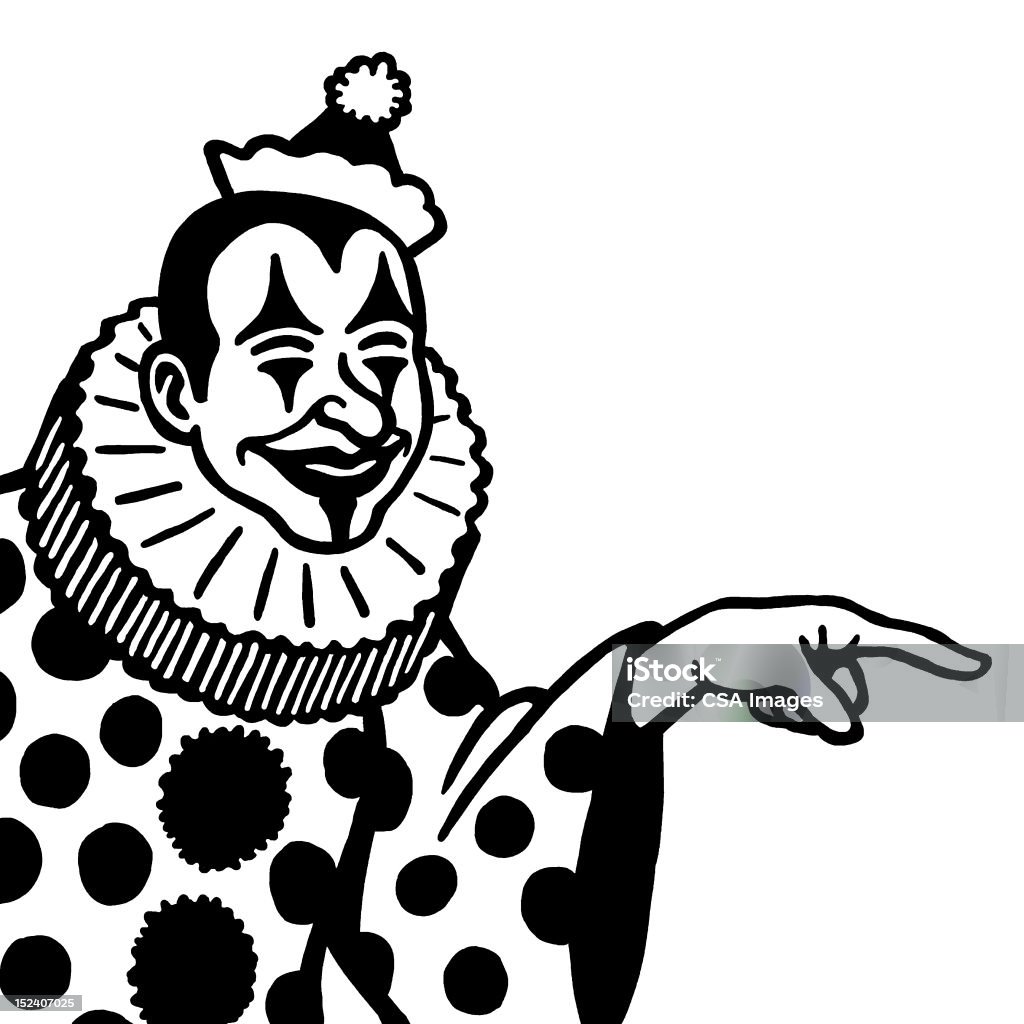 Clown pointant du doigt - Illustration de Image en noir et blanc libre de droits