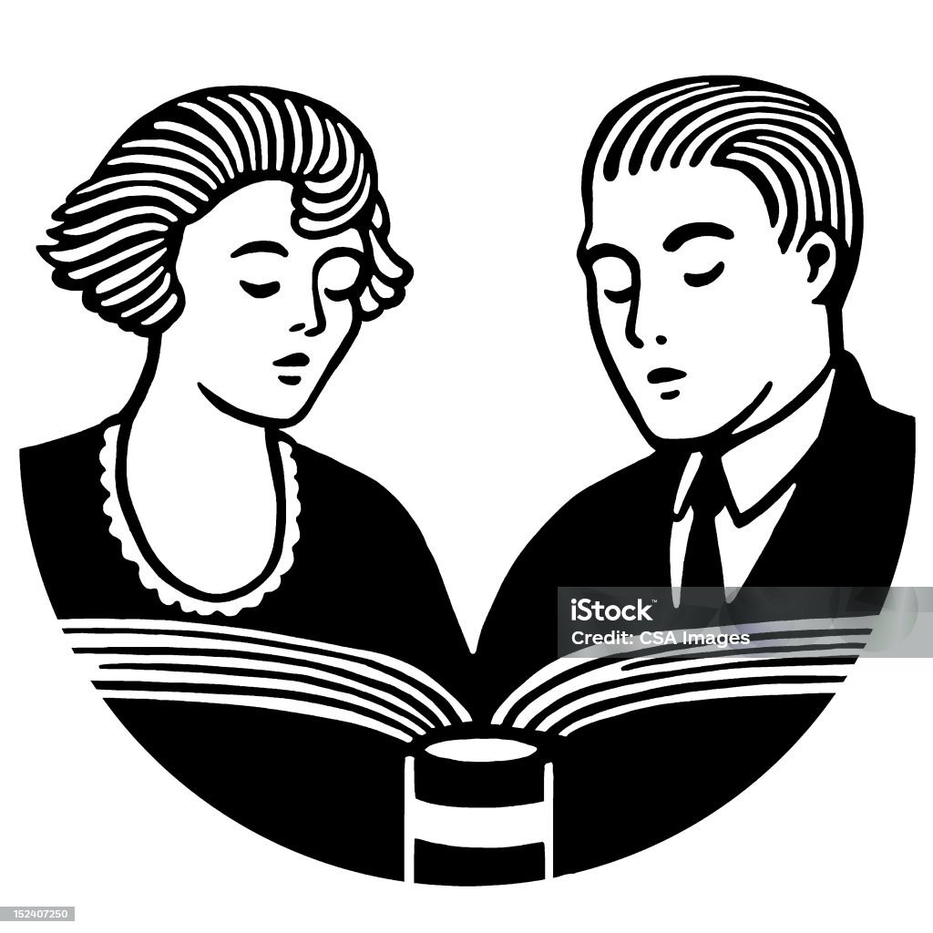 Couple, lecture de livre - Illustration de Adulte libre de droits