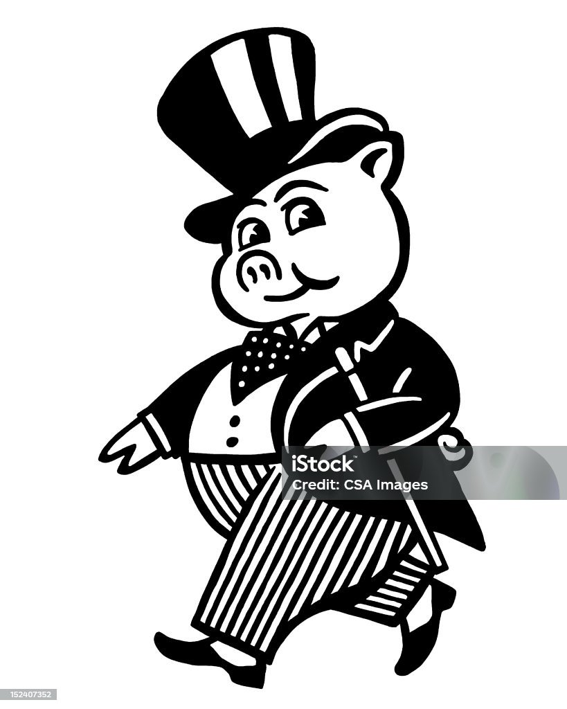 Fancy свинья в Шляпа Top Hat - Стоковые иллюстрации Свинья - Копытное животное роялти-фри