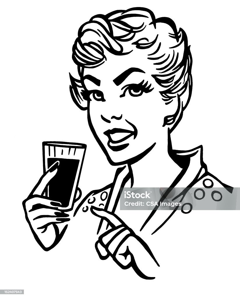 Mulher segurando bebidas - Ilustração de Refresco royalty-free