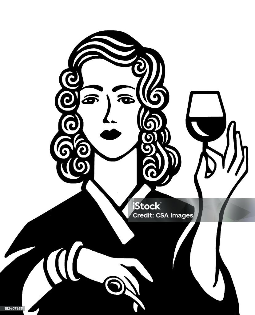 Kobieta trzyma kieliszek wina - Zbiór ilustracji royalty-free (Ilustracja)