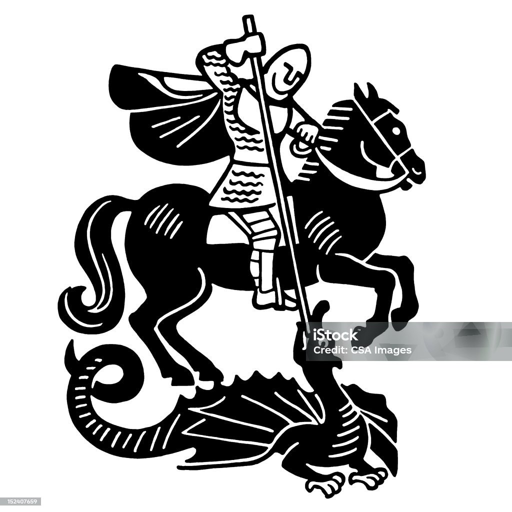 Knight Slaying Dragon Dragon stock illustration