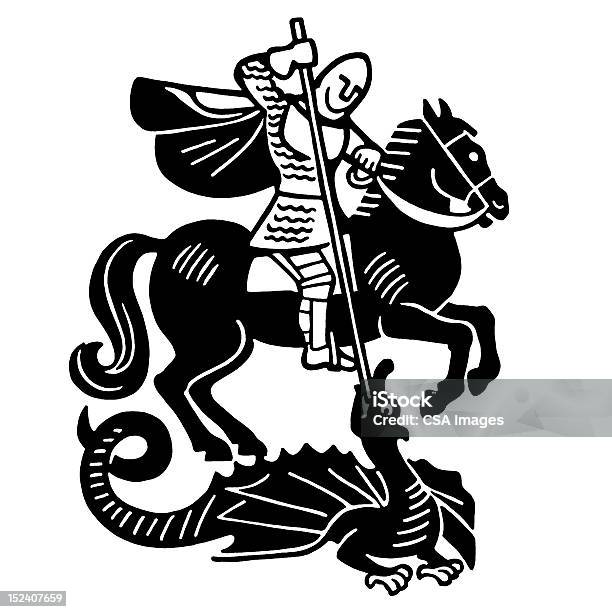 Knight Slaying Dragon Stock Illustration - Download Image Now - Dragon, Heroes, Knight - Person