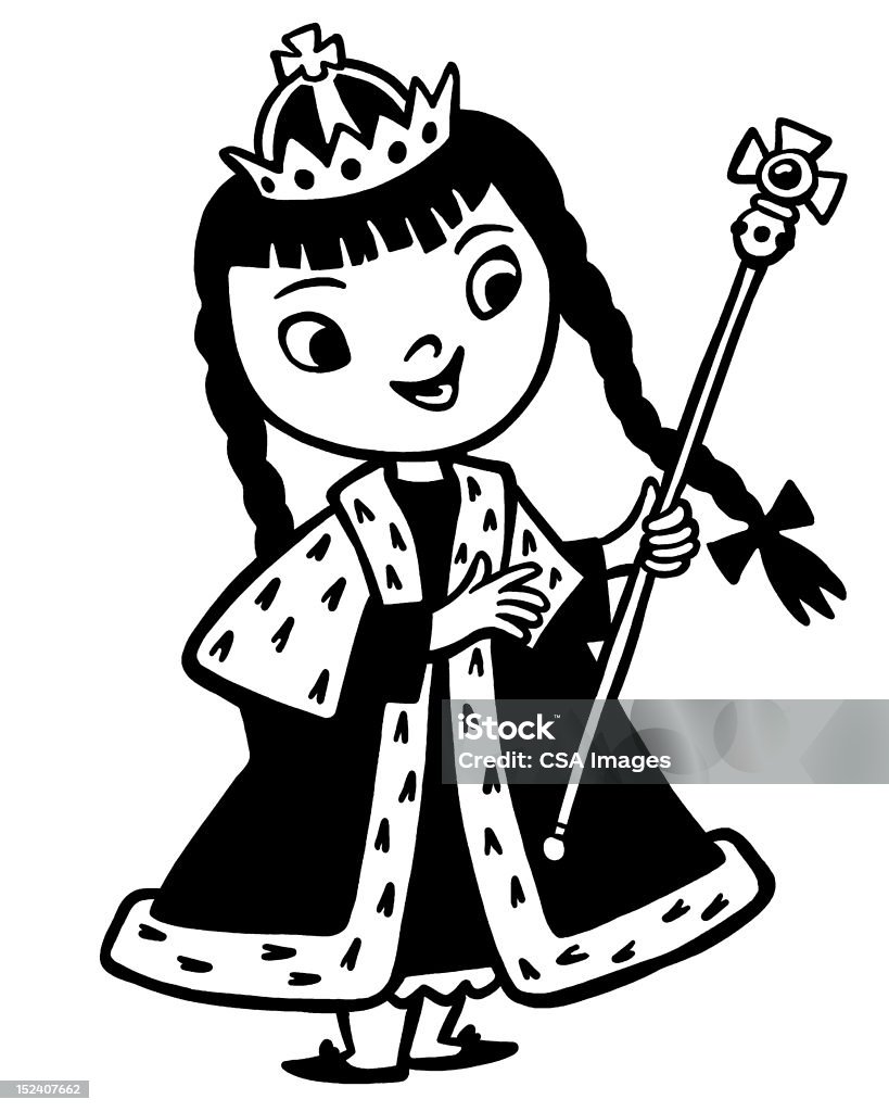 Princesa segurando Cetro - Ilustração de Alegria royalty-free