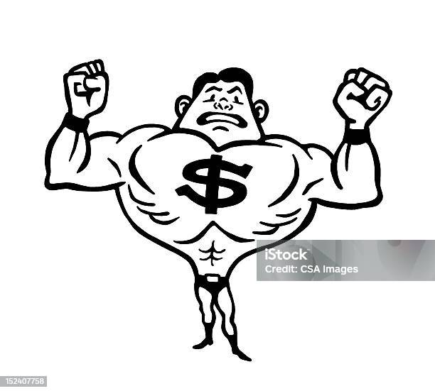 Muscle Man Symbole Du Dollar Vecteurs libres de droits et plus d'images vectorielles de Entraînement aux haltères - Entraînement aux haltères, Haltérophilie, Image en noir et blanc