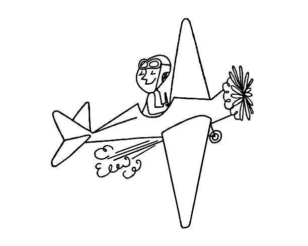 ilustrações de stock, clip art, desenhos animados e ícones de homem voar de avião - smiling aeroplane