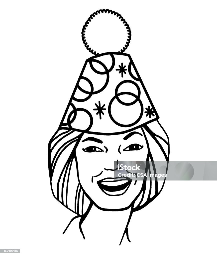 パーティー帽子をかぶっている女性 - 1人のロイヤリティフリーストックイラストレーション