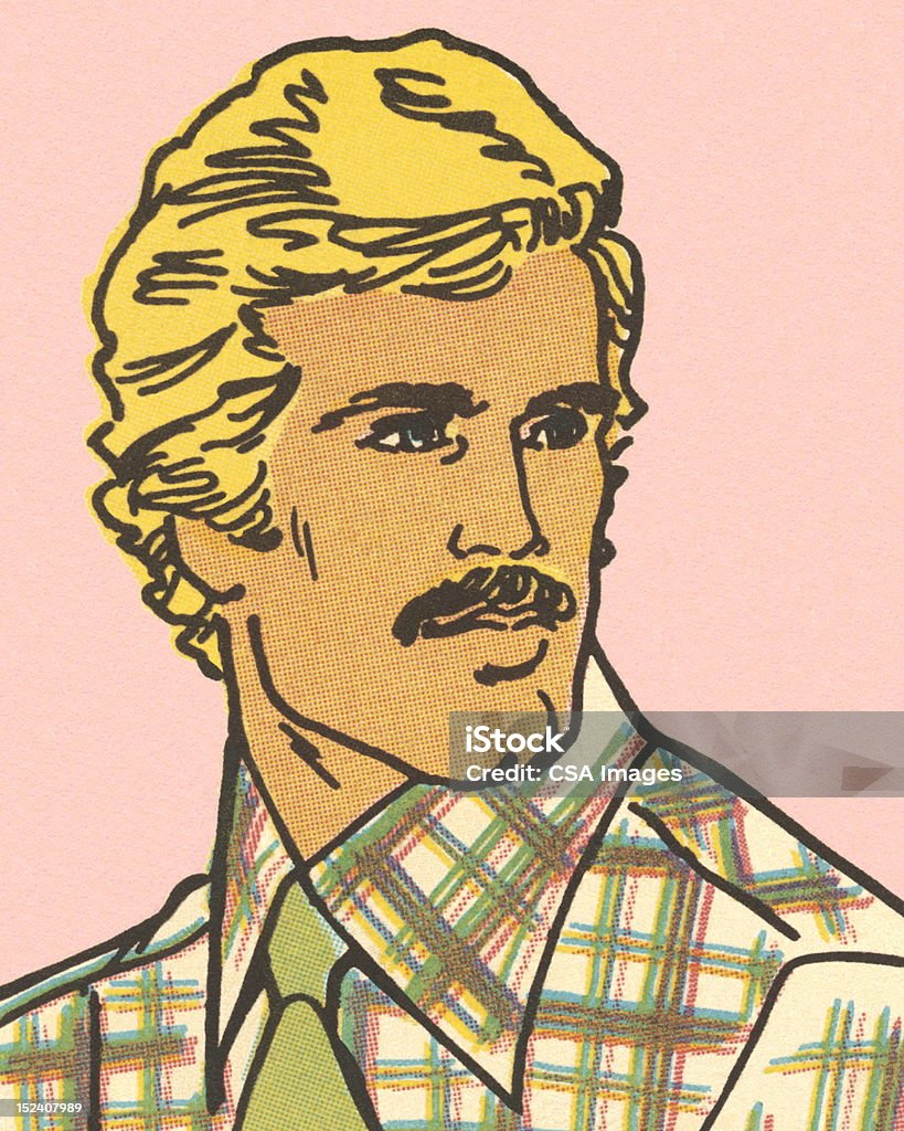 Rubia hombre con bigote - Ilustración de stock de Hombres libre de derechos