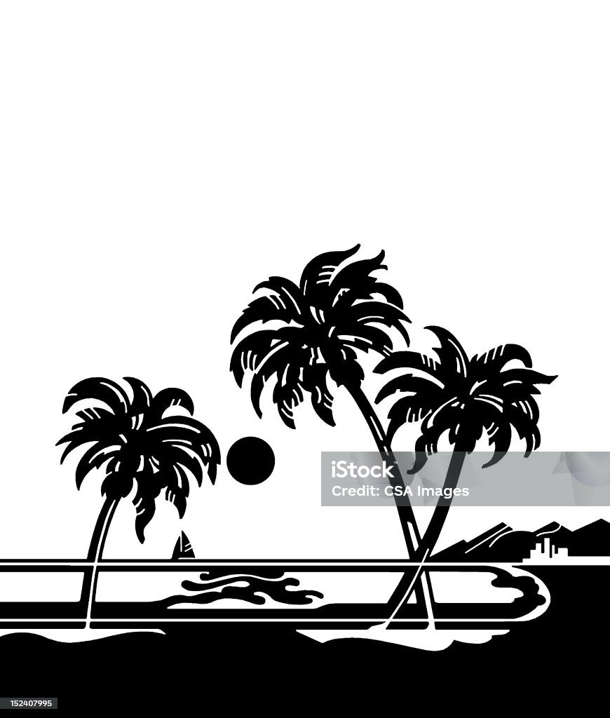 Tropical Landscape With Palm Trees - 로열티 프리 야자 나무 - Arecales 스톡 일러스트