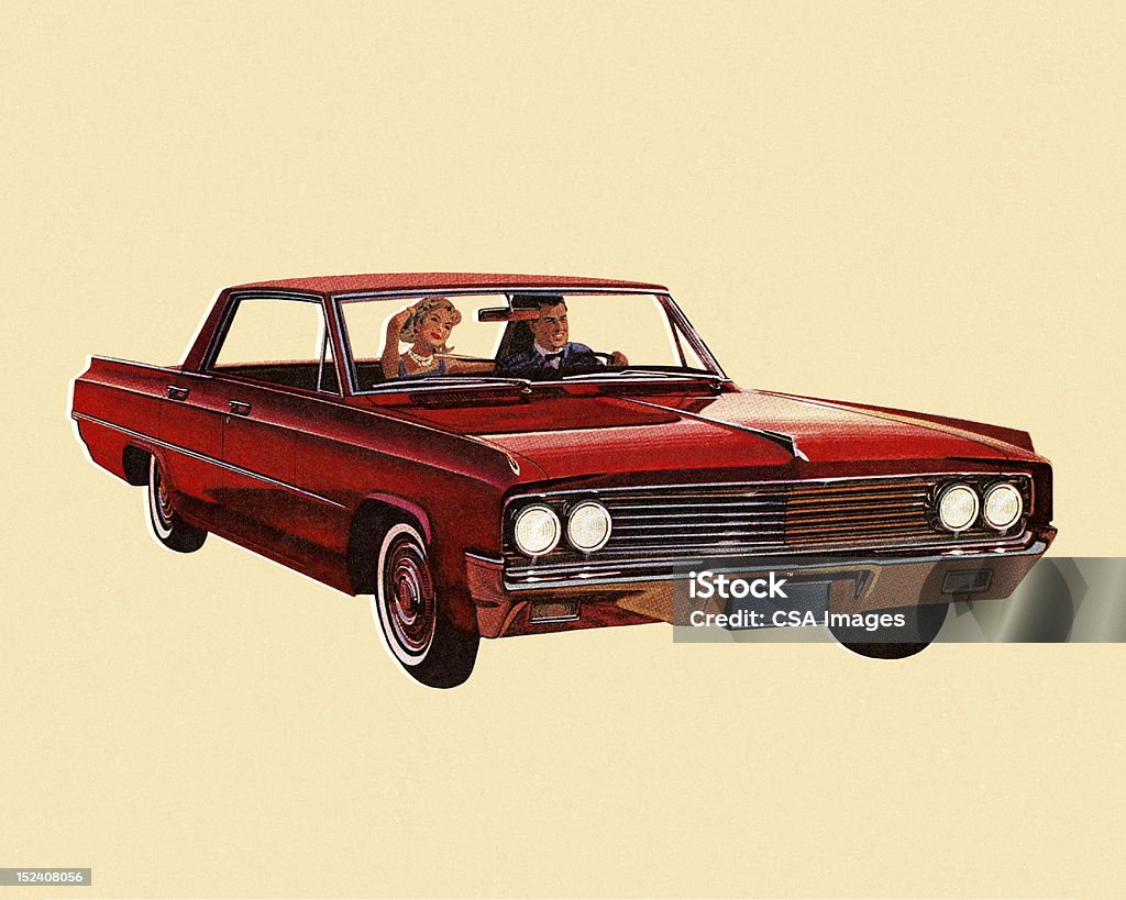 Vintage carro vermelho - Ilustração de Carro antigo royalty-free