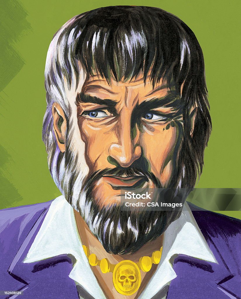 Creepy brodaty mężczyzna w fioletowej kurtce - Zbiór ilustracji royalty-free (Akcesorium osobiste)