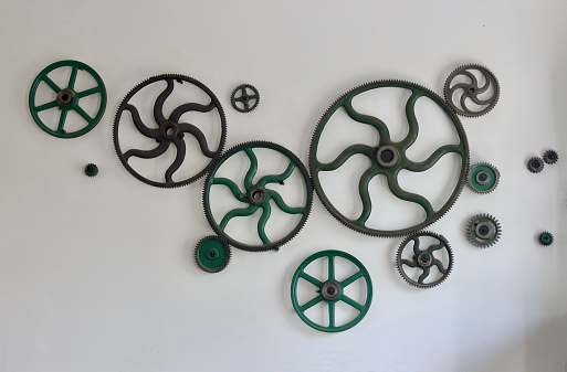 Design of old mill gears on the wall