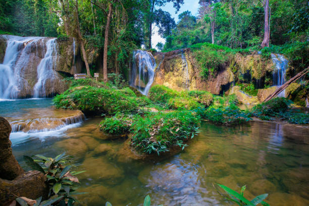 istock Serenity waterfall in tropical rain foerst mountain nature lands 1524148330